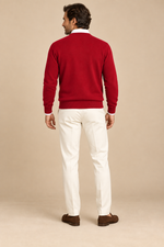 Men’s Fine Knit V-Neck Jumper with Long Sleeves