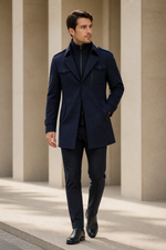 Men's Tailored Coat with Three Buttons and Inner Zip Panel