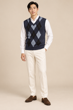 Men’s Argyle Knit V-Neck Tank Top