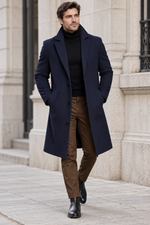Men's Single-Breasted Overcoat with Notch Lapels
