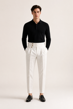 Men's Slim Fit Tailored Trousers with High Waist