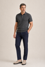 Men's Waffle Knit Polo Shirt with Short Sleeves