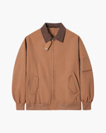 Men’s Zip-Up Harrington Jacket with Contrast Collar