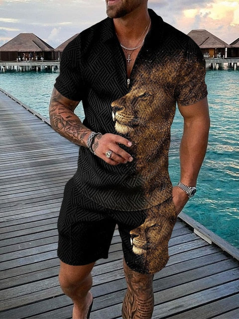 Lightweight summer and leisure set – Polo shirt and shorts set for men