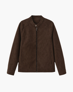 Men’s Suede-Look Zip-Up Jacket with Stand Collar