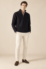 Men’s Half-Zip Knitted Jumper with Stand Collar