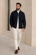 Men's Stretch Twill Overshirt with Chest Pockets