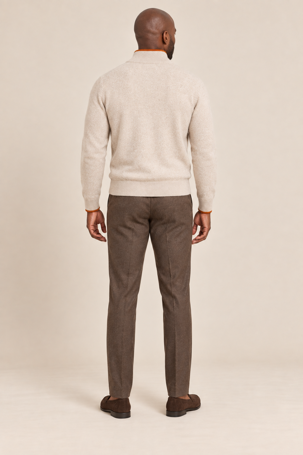 Men’s 100% Cashmere Half-Zip Jumper with Contrast Trim