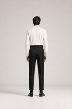 Men's Straight Leg Cotton Trousers with High Waist