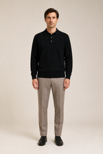 Men's Long Sleeve Knitted Polo Shirt