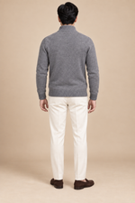 Men’s Cable Knit Zip-Up Cardigan with Stand Collar
