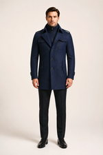 Men's Tailored Coat with Three Buttons and Inner Zip Panel