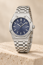 Men’s Stainless Steel Quartz Watch with Integrated Bracelet and Date Display