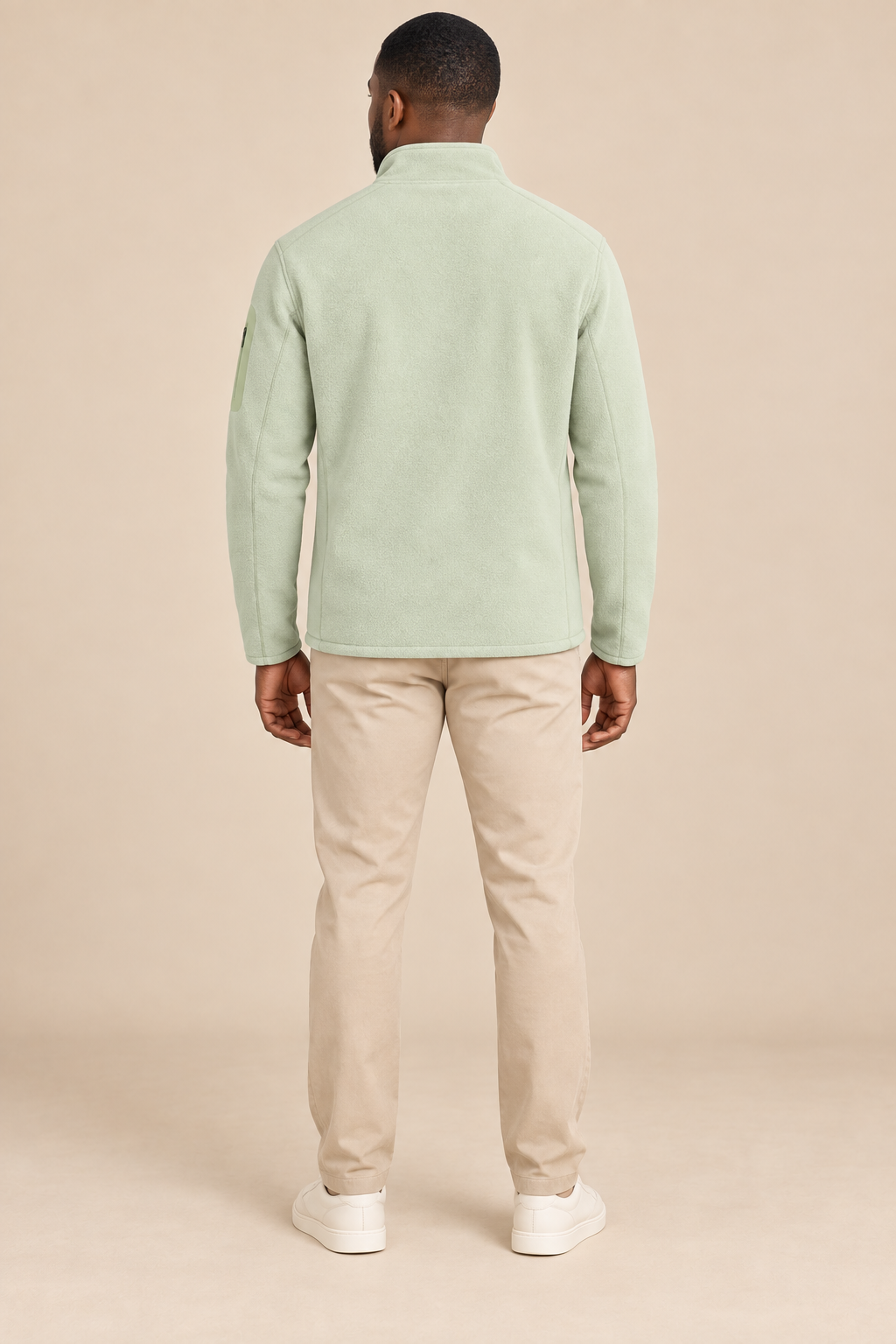 Men’s Full-Zip Fleece Jacket with Stand Collar and Zip Pockets