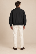 Men’s Zip-Up Harrington Jacket with Contrast Collar
