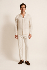 Men's Long Sleeve Shirt with Open Collar in Relaxed Fit