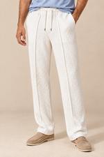 Men’s Waffle-Knit Wide-Leg Trousers with Drawstring Waist