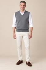 Men’s Plain Knit V-Neck Tank Top with Ribbed Trims