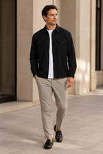Men's Stretch Twill Overshirt with Chest Pockets