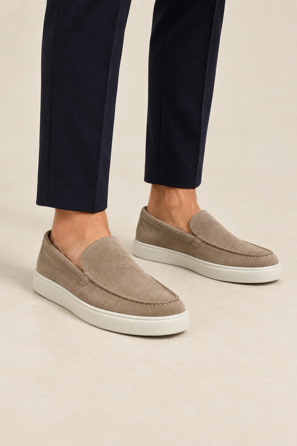 Men's Chunky Loafers with Suede-Look Upper