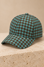 Men’s Houndstooth Check Baseball Cap with Curved Brim