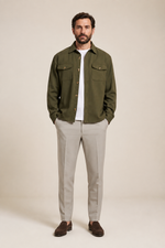 Men's Stretch Twill Overshirt with Chest Pockets
