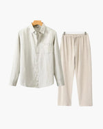Men's Co-ord Set with Long Sleeve Shirt and Drawstring Trousers