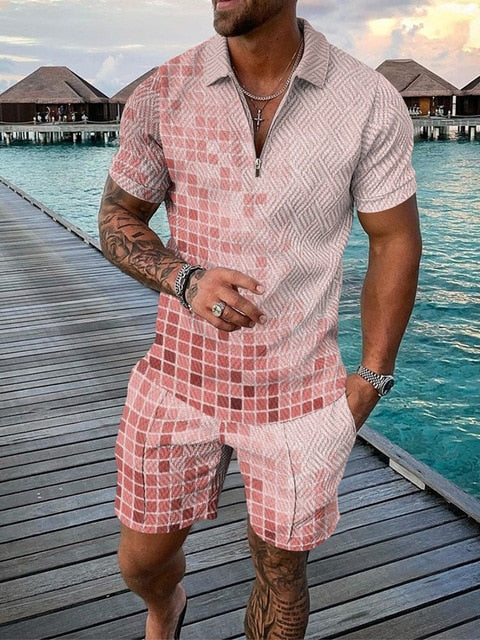 Lightweight summer and leisure set – Polo shirt and shorts set for men