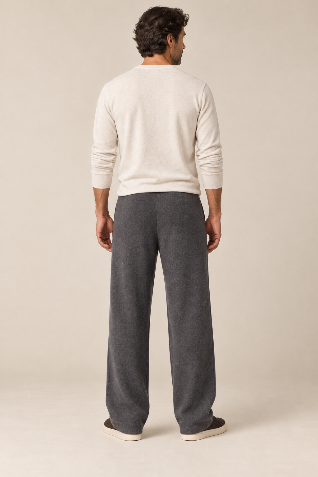 Men’s 100% Cashmere Wide-Leg Drawstring Trousers