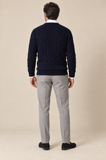 Men’s 100% Merino Wool Cable-Knit Crew-Neck Jumper