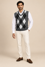 Men’s Argyle Knit V-Neck Tank Top