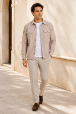 Men's Stretch Twill Overshirt with Chest Pockets