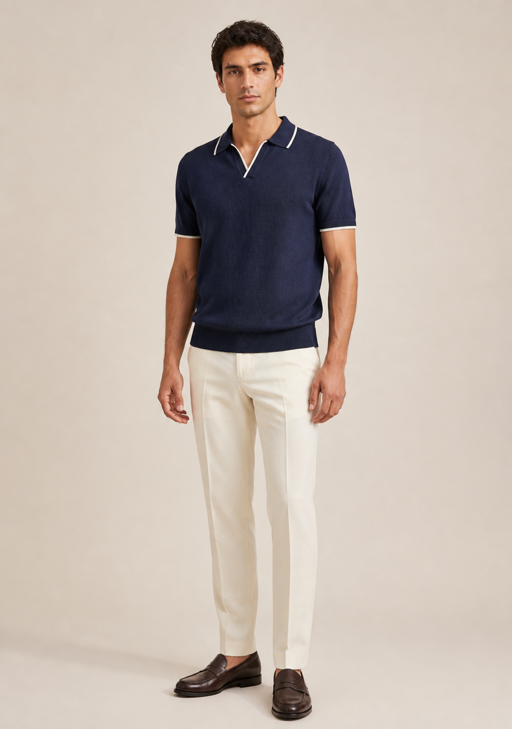 Veldorin – Contrast-Tipped Open-Collar Polo Shirt