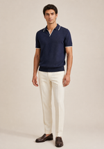 Men's Open Collar Polo Shirt with Contrast Trim