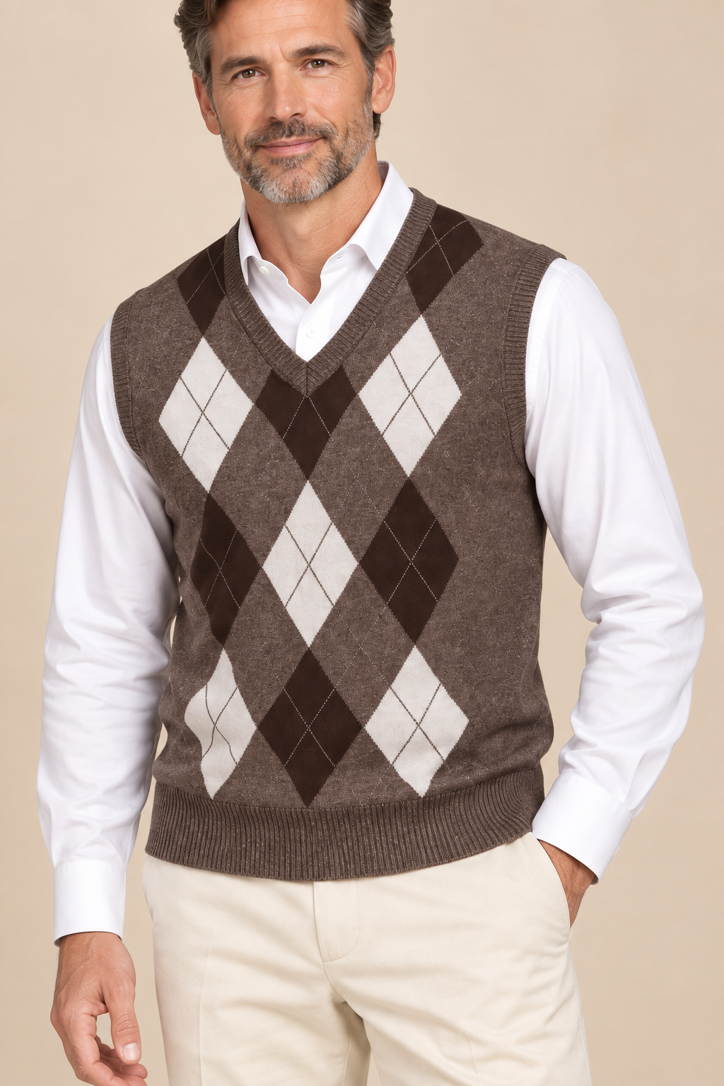 Men’s Argyle Knit V-Neck Tank Top