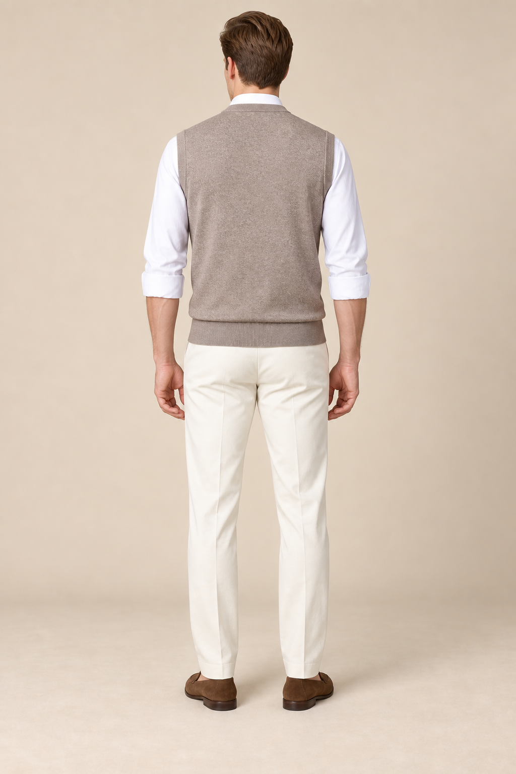 Men’s Plain Knit V-Neck Tank Top with Ribbed Trims