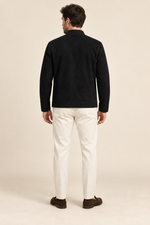 Men’s Suede-Look Zip-Up Jacket with Stand Collar