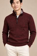 Men’s Textured Knit Half-Zip Jumper with High Collar