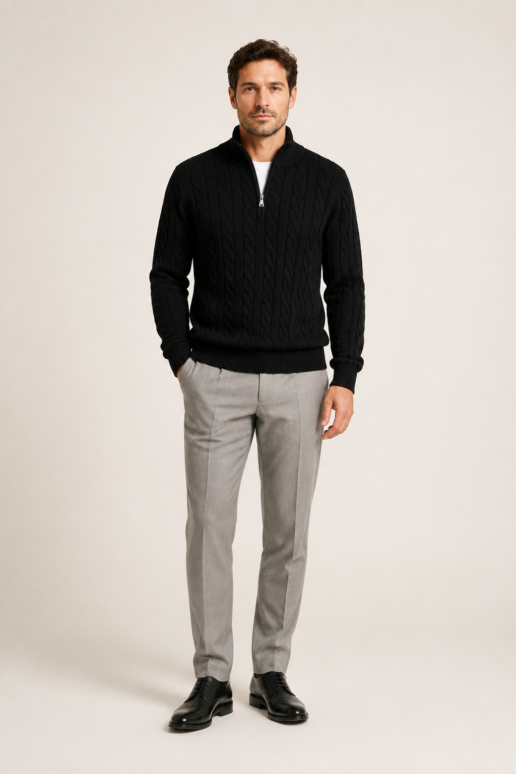 Men's Cable Knit Half Zip Jumper