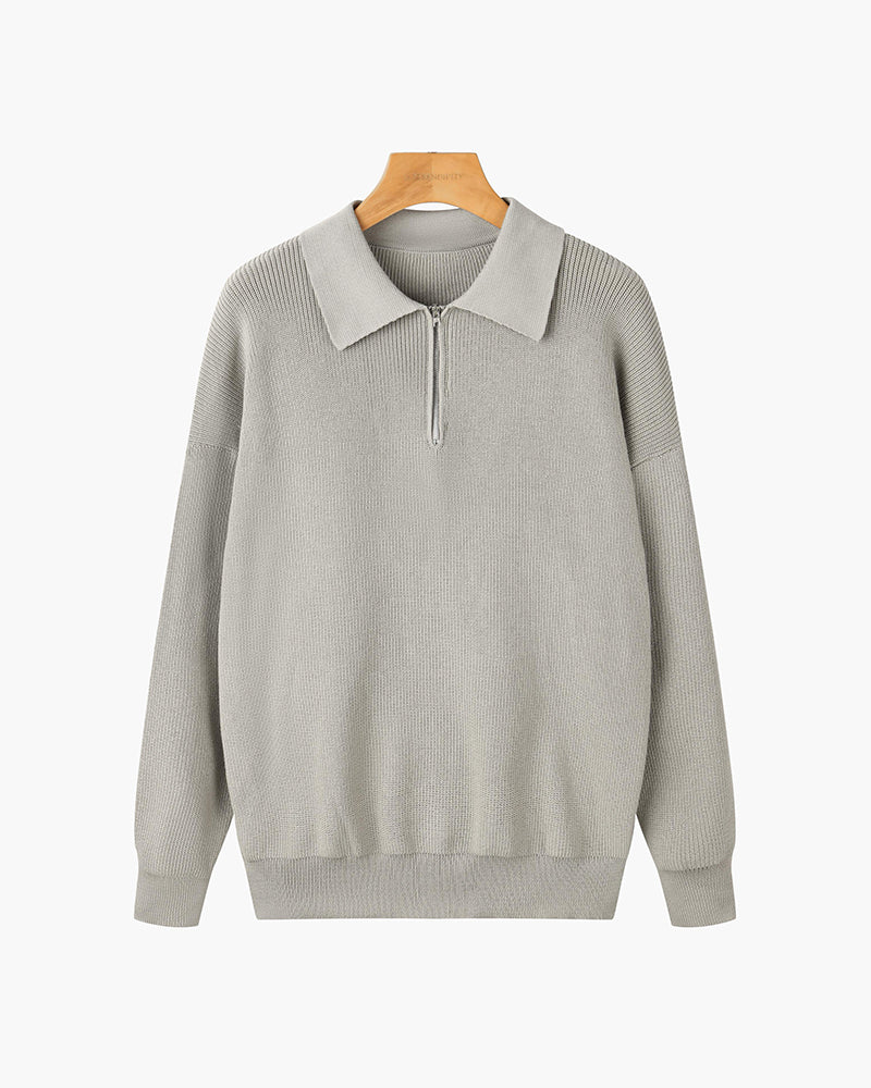 Men’s Half-Zip Knit Jumper with Polo Collar