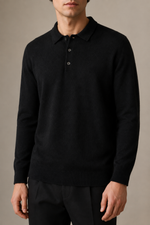 Men's Long Sleeve Knitted Polo Shirt