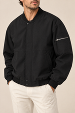 Men’s Zip-Up Bomber Jacket with Zipped Sleeve Pocket