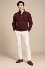 Men’s Textured Knit Half-Zip Jumper with High Collar
