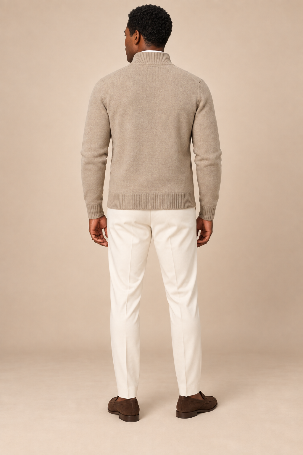 Men’s Cable Knit Zip-Up Cardigan with Stand Collar