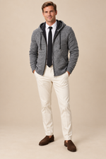 Men’s Hooded Knit Zip-Up Cardigan with Front Pockets