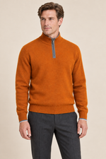 Men’s 100% Cashmere Half-Zip Jumper with Contrast Trim