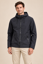 Men’s Hooded Softshell Jacket with Zip Pockets