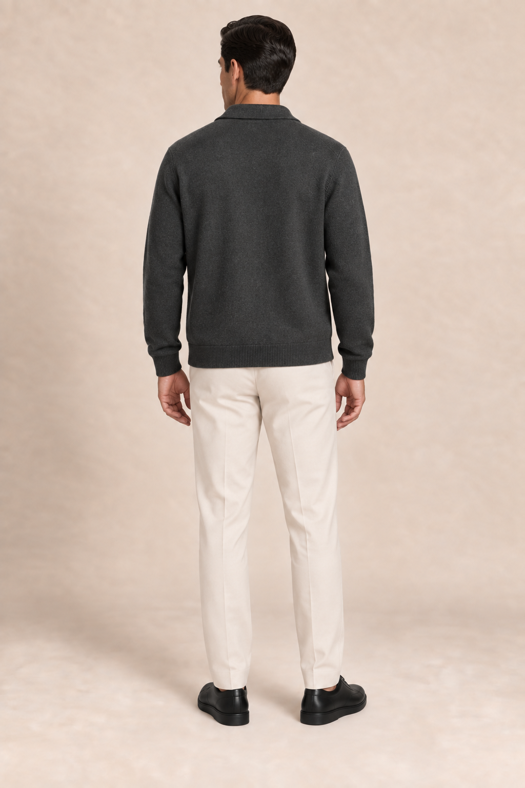 Men’s 100% Cashmere Knitted Cardigan with Turn-Down Collar
