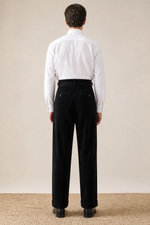 Men's Pleated Corduroy Trousers with High Waist