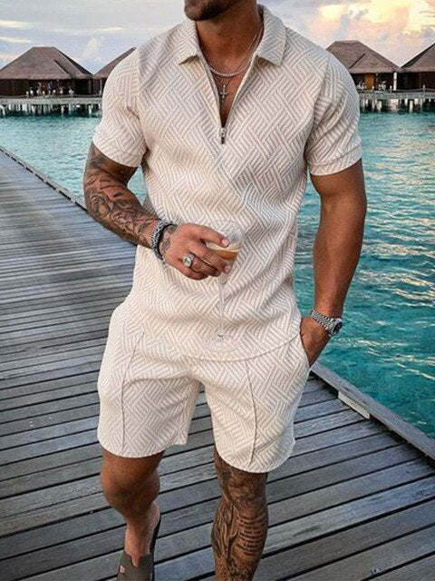 Lightweight summer and leisure set – Polo shirt and shorts set for men
